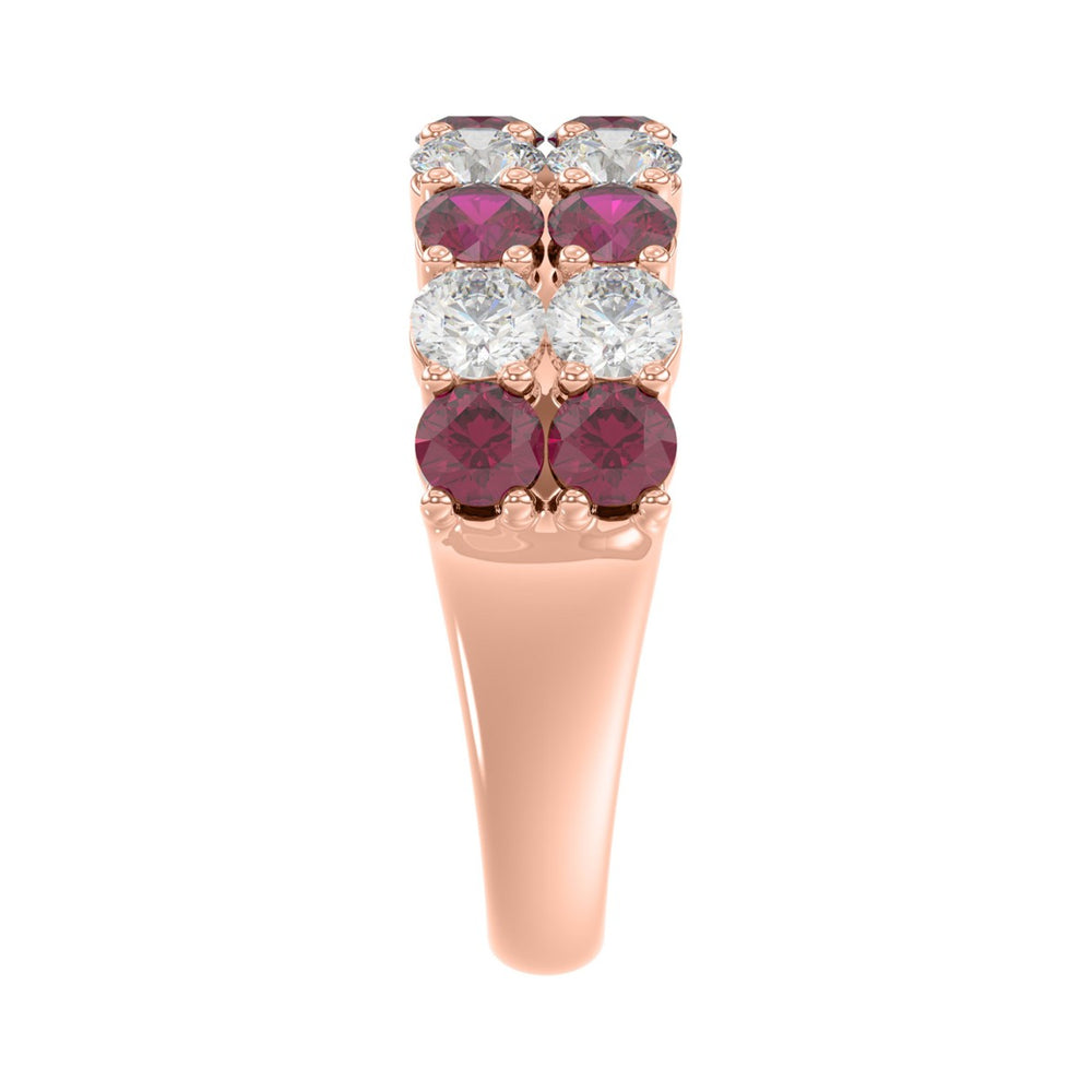 14K ROSE GOLD 2 3/8CT ROUND DIAMOND LADIES BAND (ROUND RUBY)