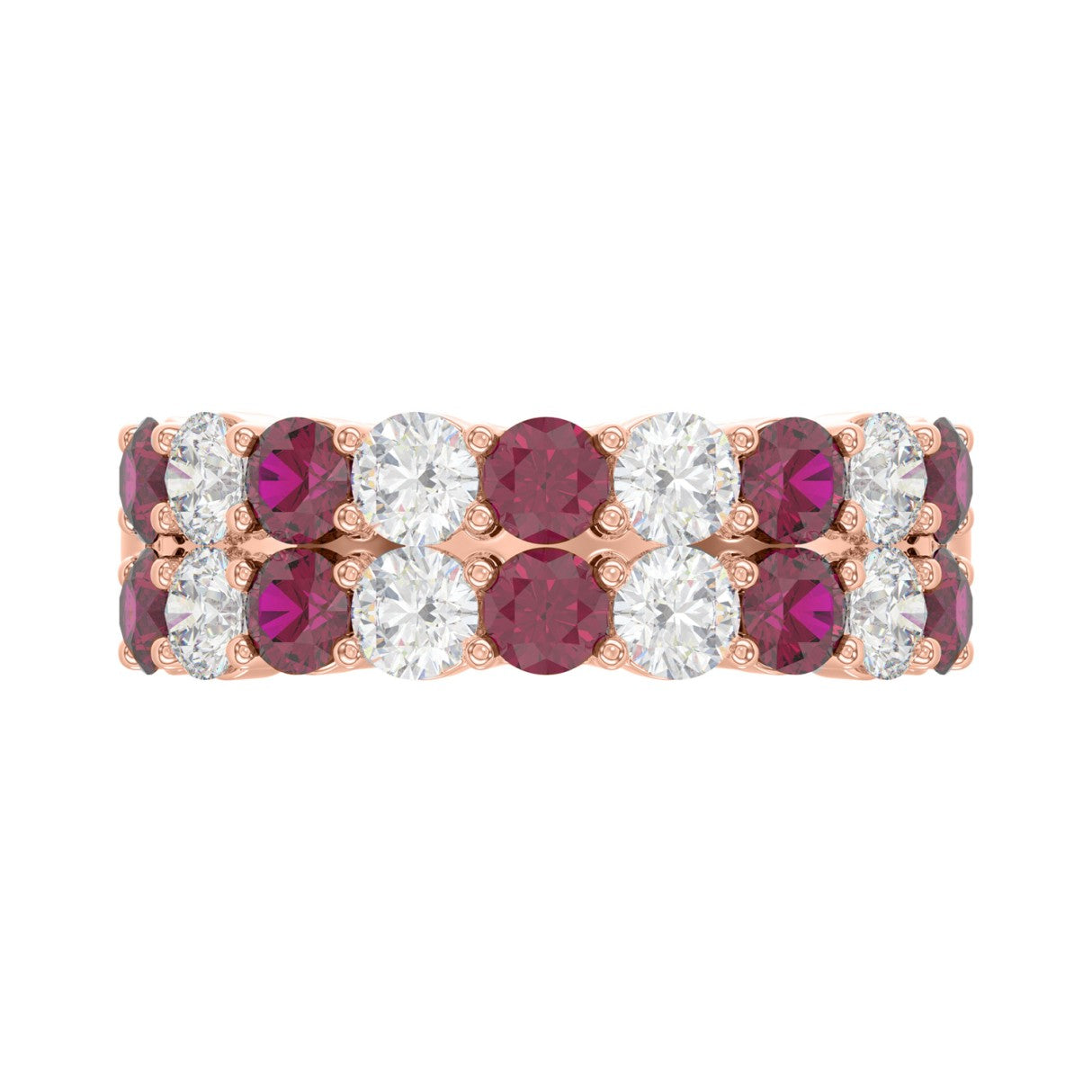 14K ROSE GOLD 2 3/8CT ROUND DIAMOND LADIES BAND (ROUND RUBY)