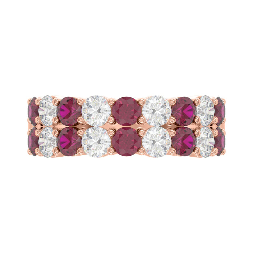 14K ROSE GOLD 2 3/8CT ROUND DIAMOND LADIES BAND (ROUND RUBY)