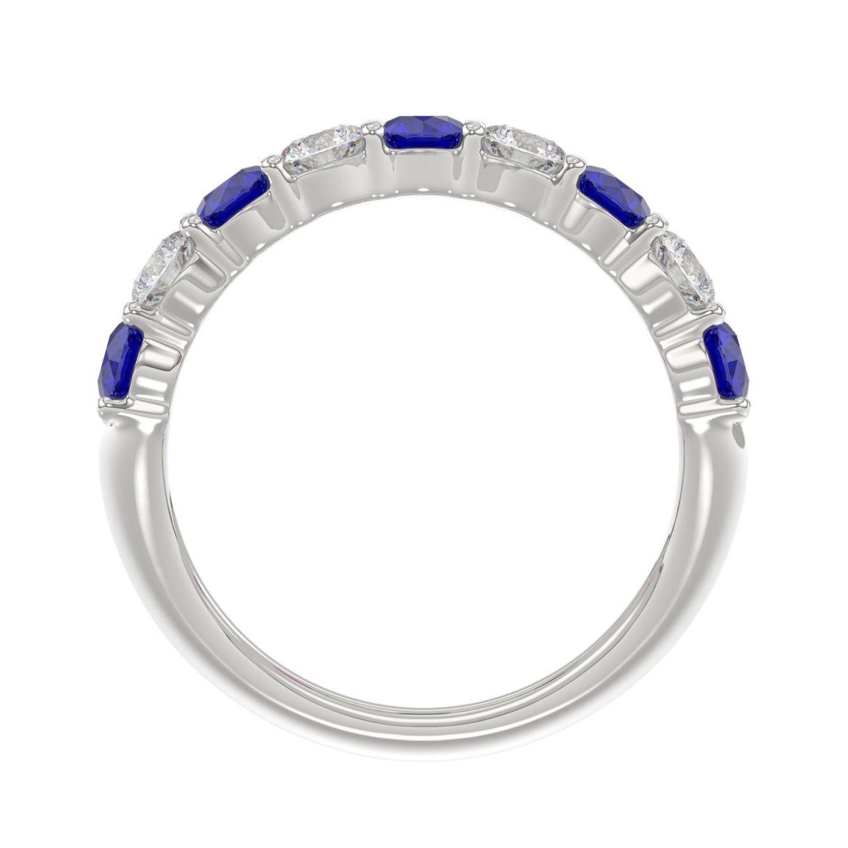 14K WHITE GOLD 2 3/8CT ROUND DIAMOND LADIES BAND (BLUE SAPPHIRE ROUND)