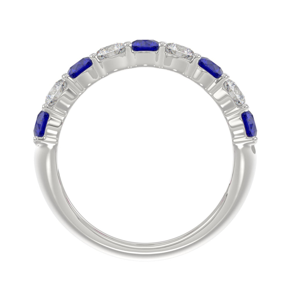 14K WHITE GOLD 2 3/8CT ROUND DIAMOND LADIES BAND (BLUE SAPPHIRE ROUND)