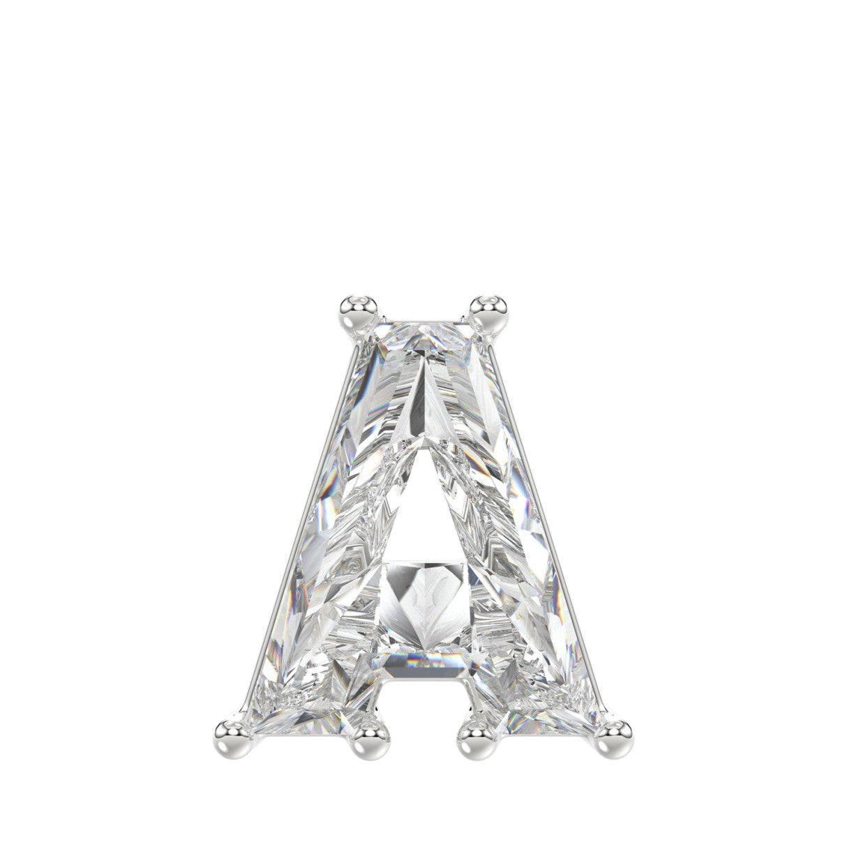10K WHITE GOLD 1 5/8CT FANCY CUT ALPHABET DIAMOND LADIES PENDANT WITH CHAIN