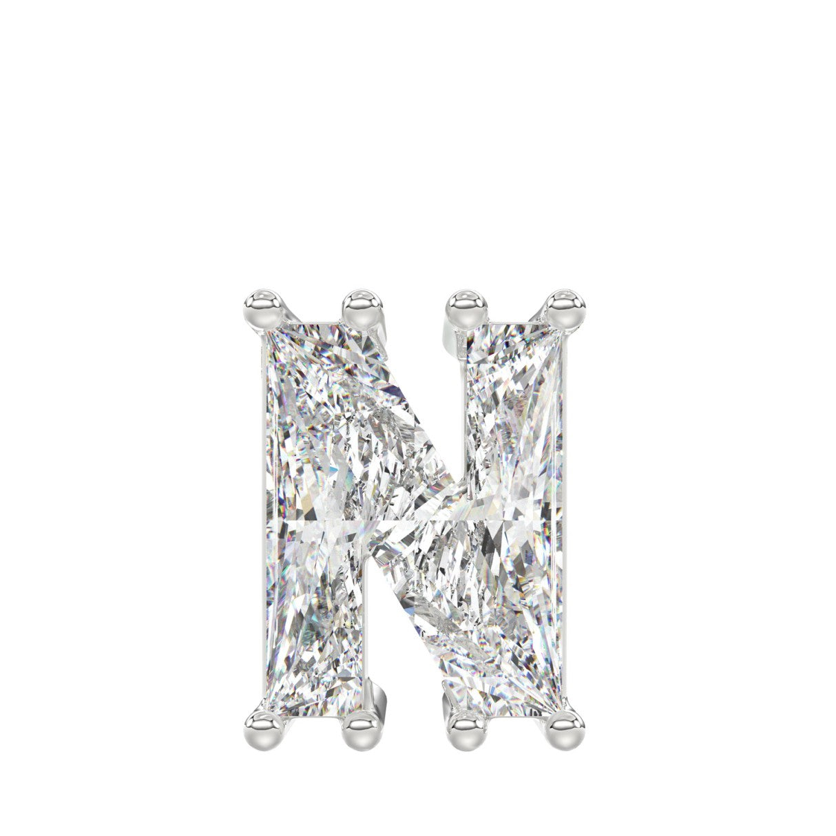 10K WHITE GOLD 1 1/2CT FANCY CUT ALPHABET DIAMOND LADIES PENDANT WITH CHAIN
