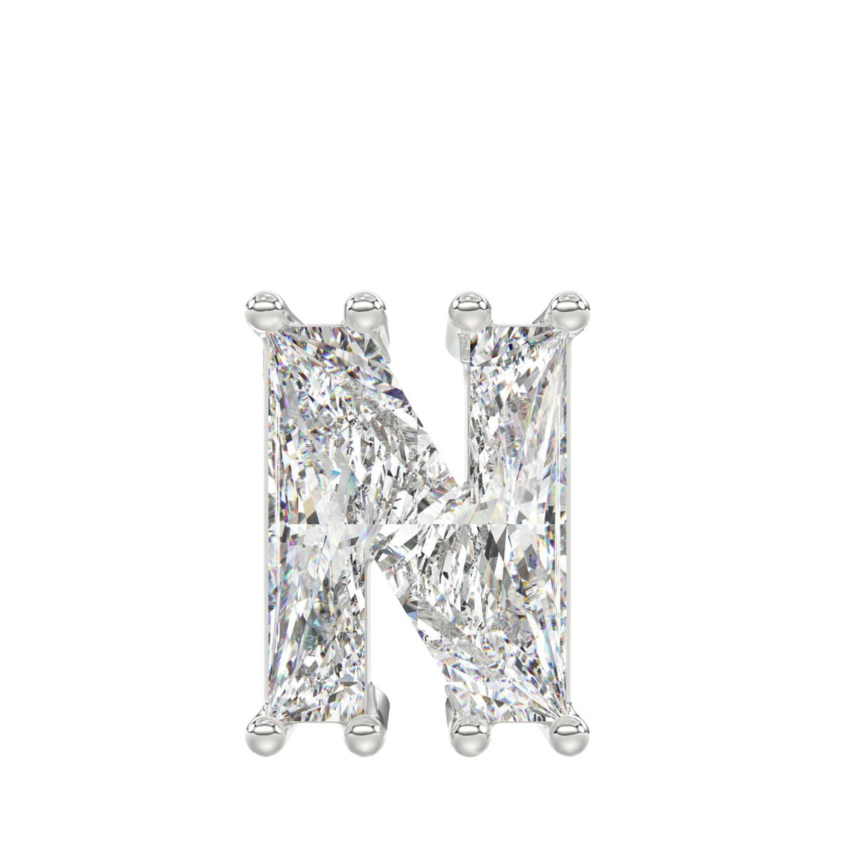 10K WHITE GOLD 1 1/2CT FANCY CUT ALPHABET DIAMOND LADIES PENDANT WITH CHAIN