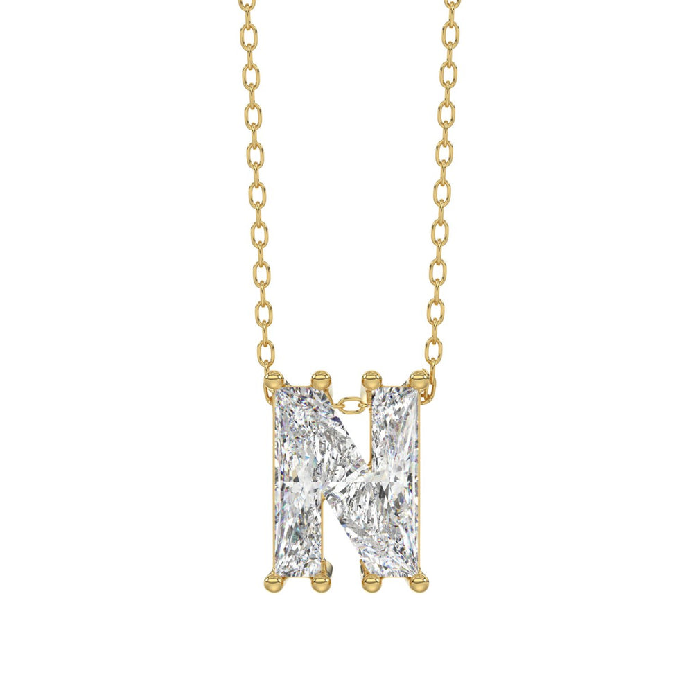 10K YELLOW GOLD 1 1/2CT FANCY CUT ALPHABET DIAMOND LADIES PENDANT WITH CHAIN