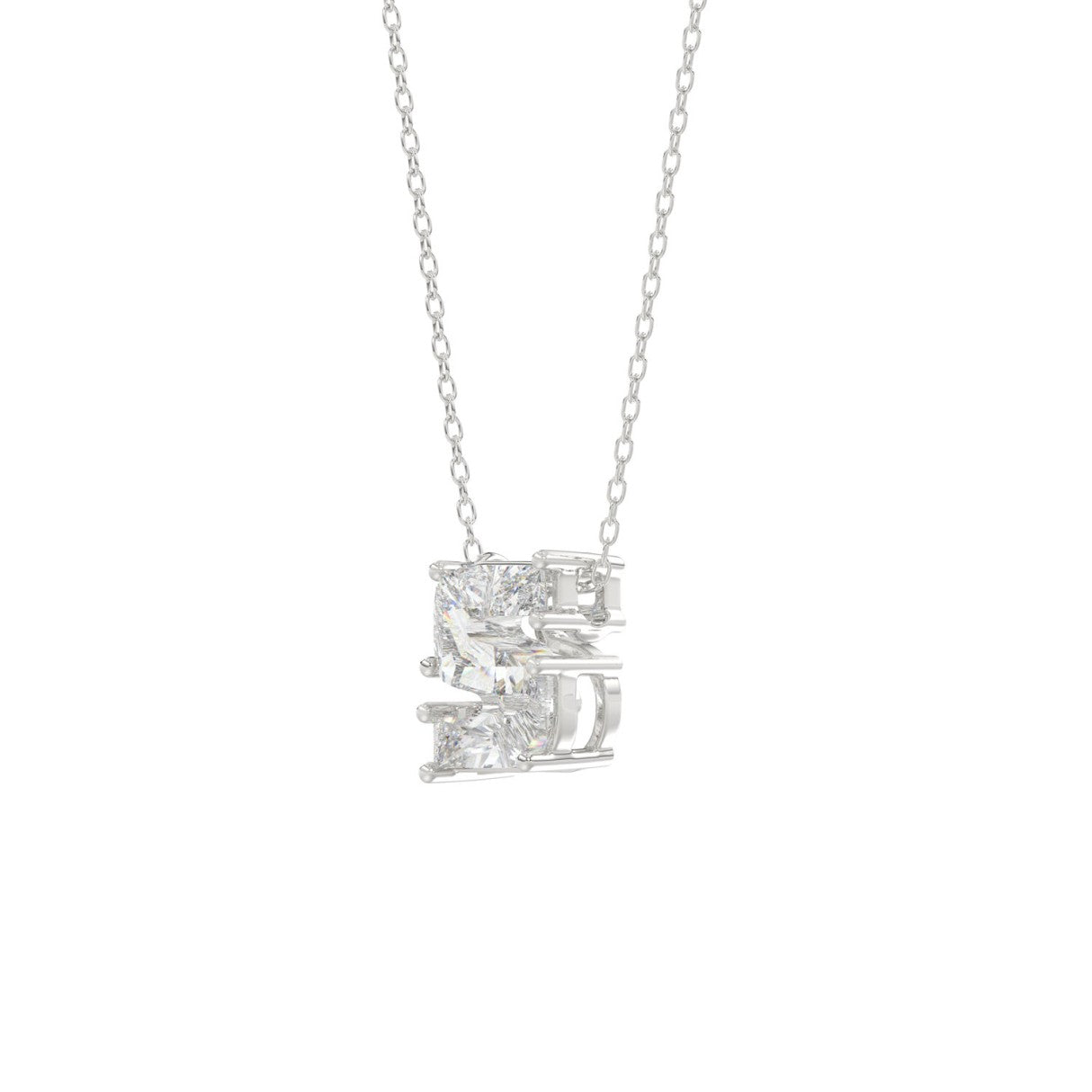10K WHITE GOLD 1 3/4CT FANCY CUT ALPHABET DIAMOND LADIES PENDANT WITH CHAIN