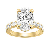 14K YELLOW GOLD 6.00CT ROUND/OVAL DIAMOND LADIES RING (CENTER STONE OVAL DIAMOND 5.00CT)