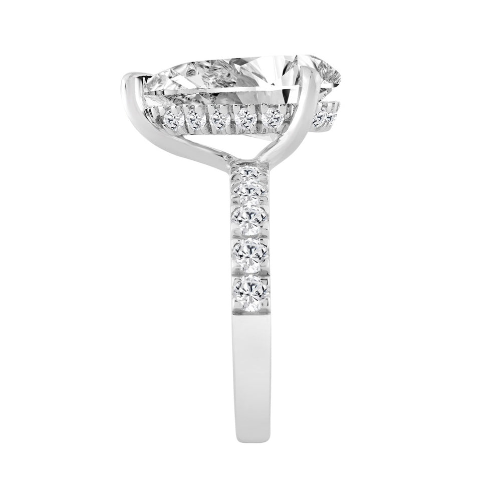 14K WHITE GOLD 6.00CT ROUND/PEAR DIAMOND LADIES RING (CENTER STONE PEAR DIAMOND 5CT