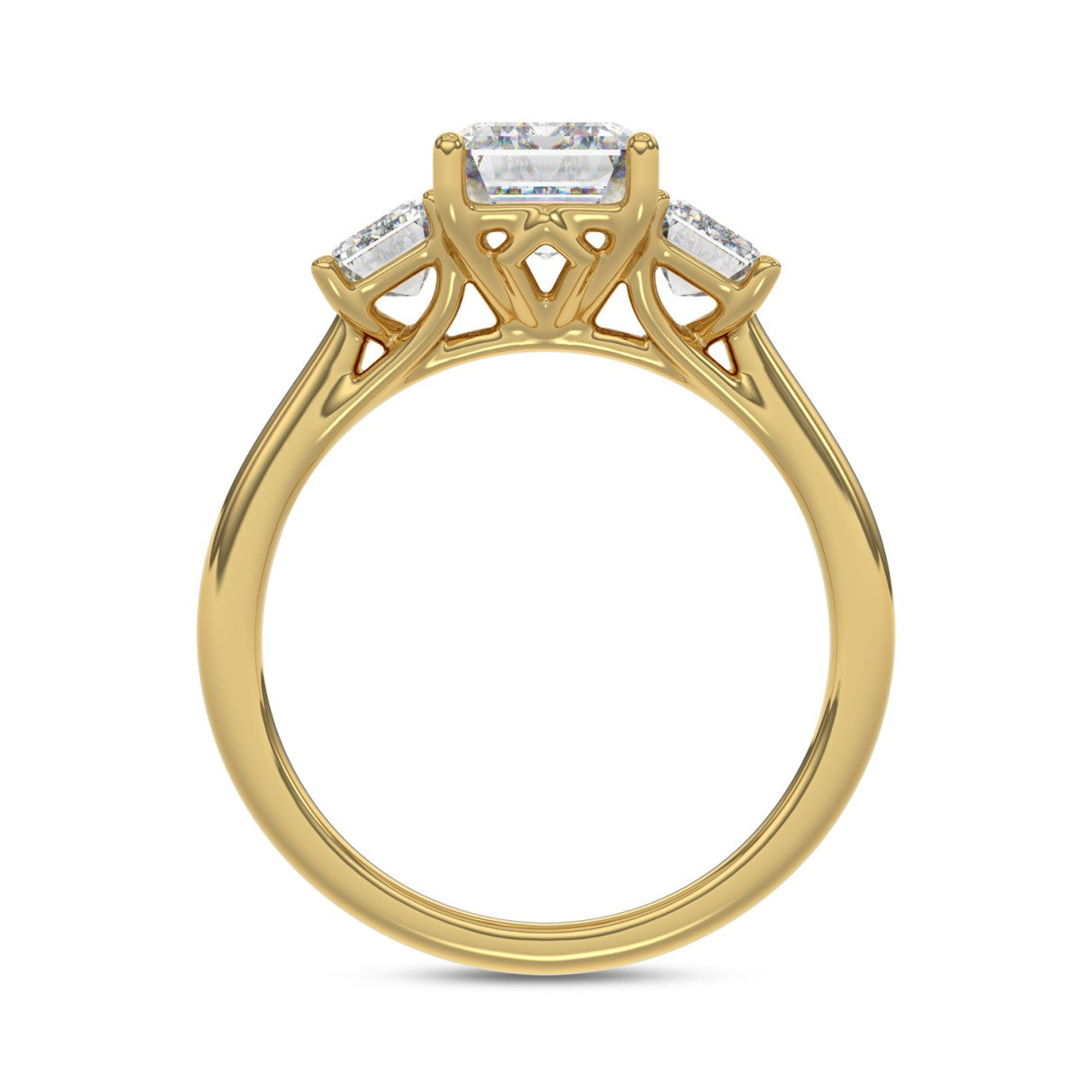 14K YELLOW GOLD 3.00CT EMERALD DIAMOND LADIES RING (CENTER STONE EMERALD DIAMOND  2CT)