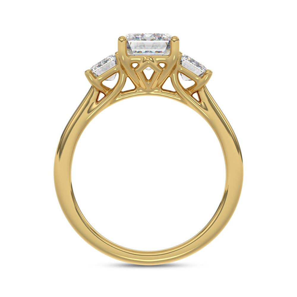 14K YELLOW GOLD 3.00CT EMERALD DIAMOND LADIES RING (CENTER STONE EMERALD DIAMOND  2CT)