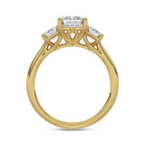 14K YELLOW GOLD 3.00CT EMERALD DIAMOND LADIES RING (CENTER STONE EMERALD DIAMOND  2CT)