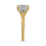 14K YELLOW GOLD 3.00CT EMERALD DIAMOND LADIES RING (CENTER STONE EMERALD DIAMOND  2CT)