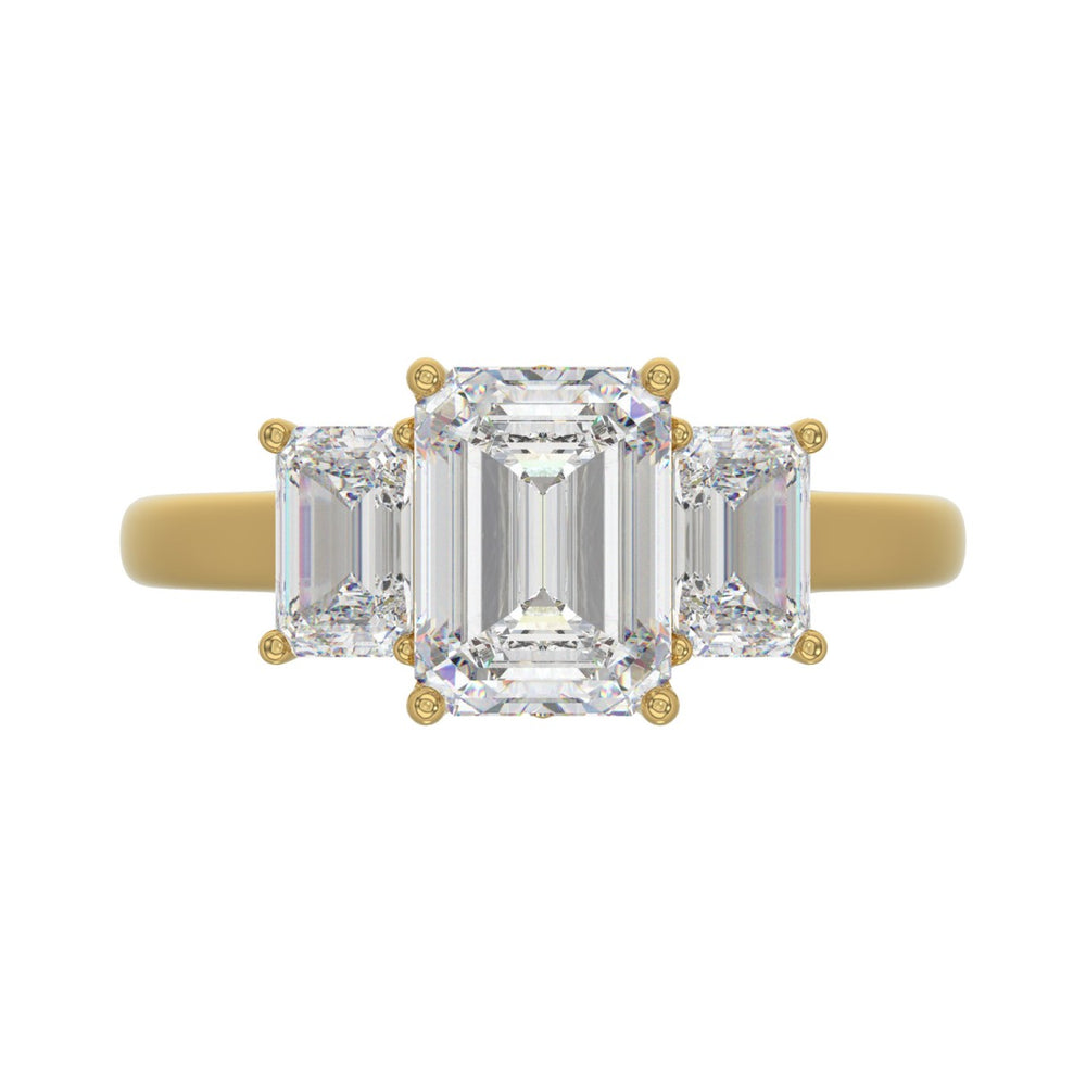 14K YELLOW GOLD 3.00CT EMERALD DIAMOND LADIES RING (CENTER STONE EMERALD DIAMOND  2CT)