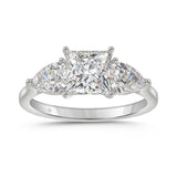 14K WHITE GOLD 2 5/8CT PRINCESS/PEAR DIAMOND LADIES RING (CENTER STONE PRINCESS DIAMOND 1 5/8CT)