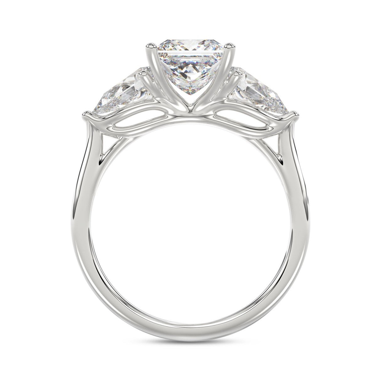 14K WHITE GOLD 2 5/8CT PRINCESS/PEAR DIAMOND LADIES RING (CENTER STONE PRINCESS DIAMOND 1 5/8CT)