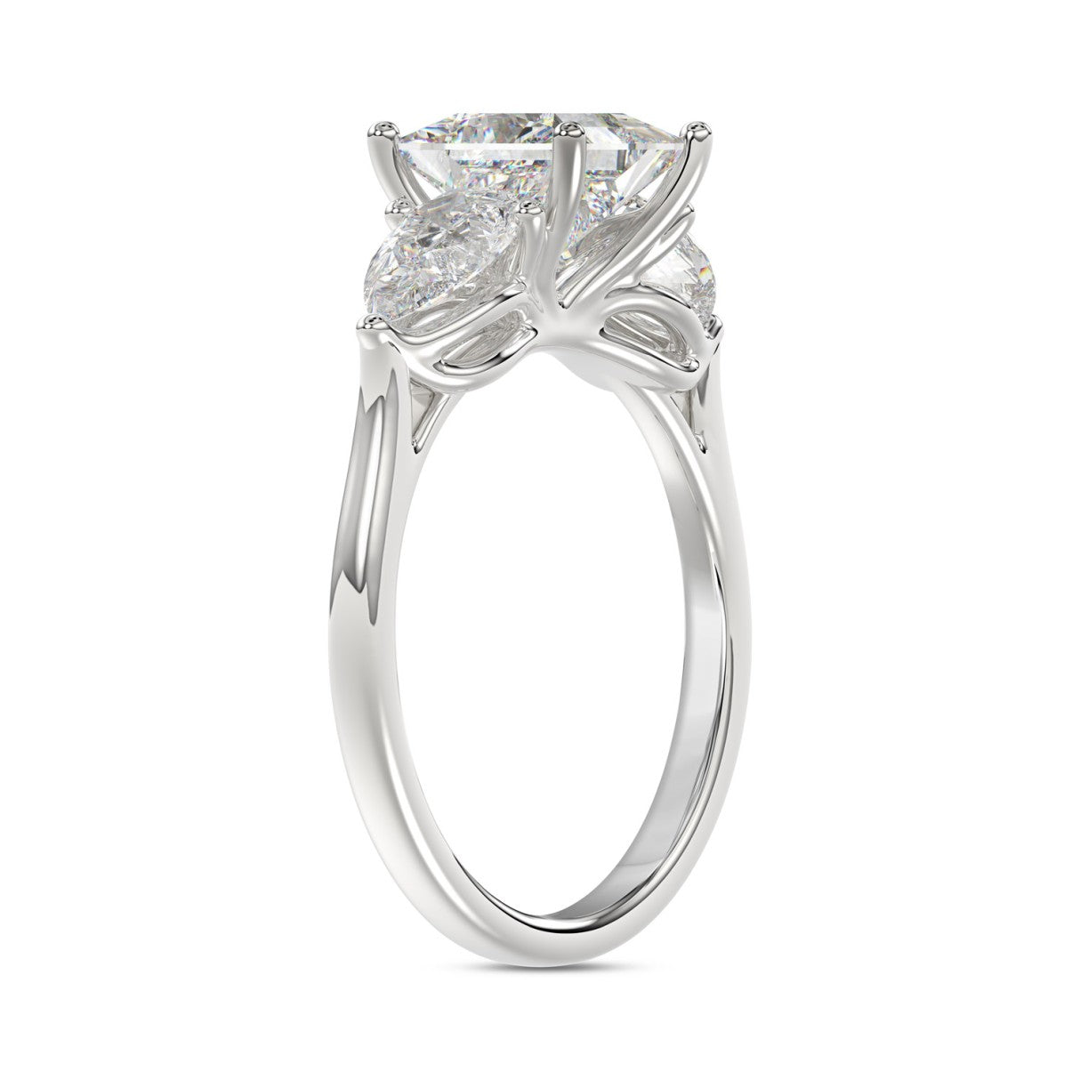 14K WHITE GOLD 2 5/8CT PRINCESS/PEAR DIAMOND LADIES RING (CENTER STONE PRINCESS DIAMOND 1 5/8CT)