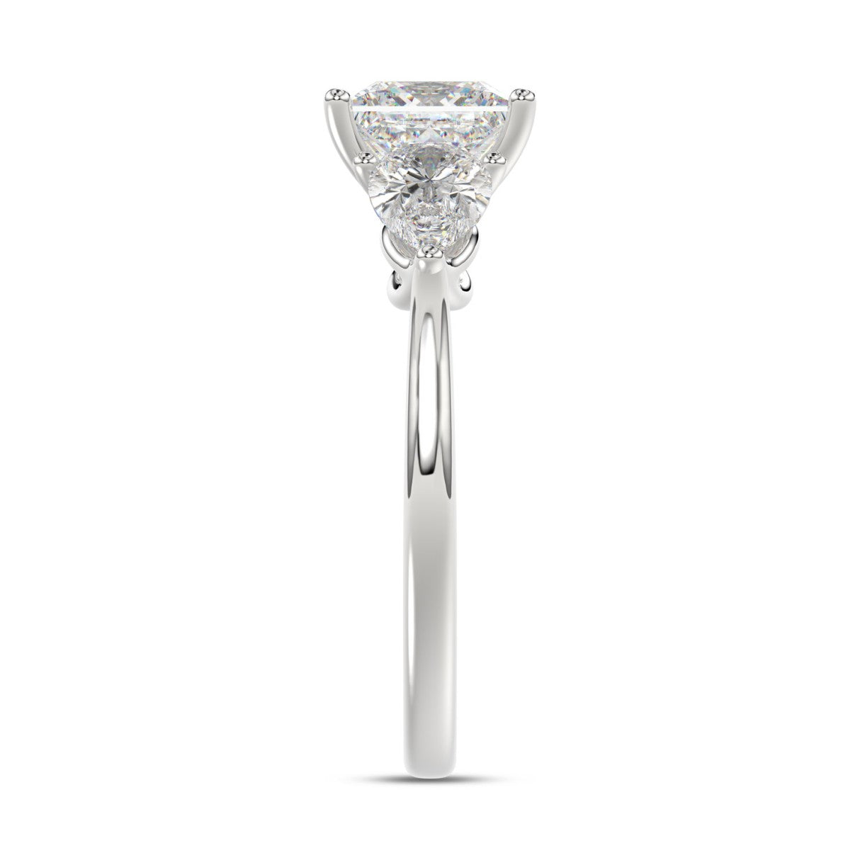 14K WHITE GOLD 2 5/8CT PRINCESS/PEAR DIAMOND LADIES RING (CENTER STONE PRINCESS DIAMOND 1 5/8CT)
