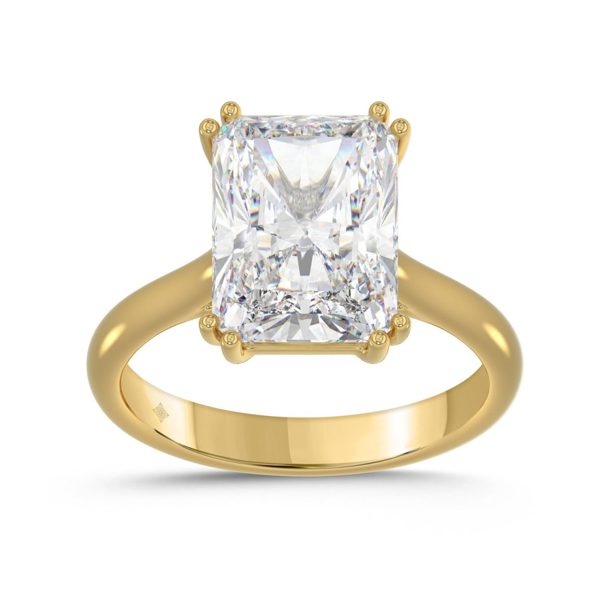14K YELLOW GOLD 5.00CT EMERALD DIAMOND LADIES RING (CENTER STONE EMERALD DIAMOND 5CT)