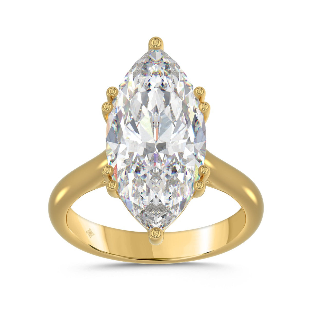 14K YELLOW GOLD 5.00CT ROUND/MARQUISE DIAMOND LADIES RING (CENTER STONE MARQUISE DIAMOND 5CT)