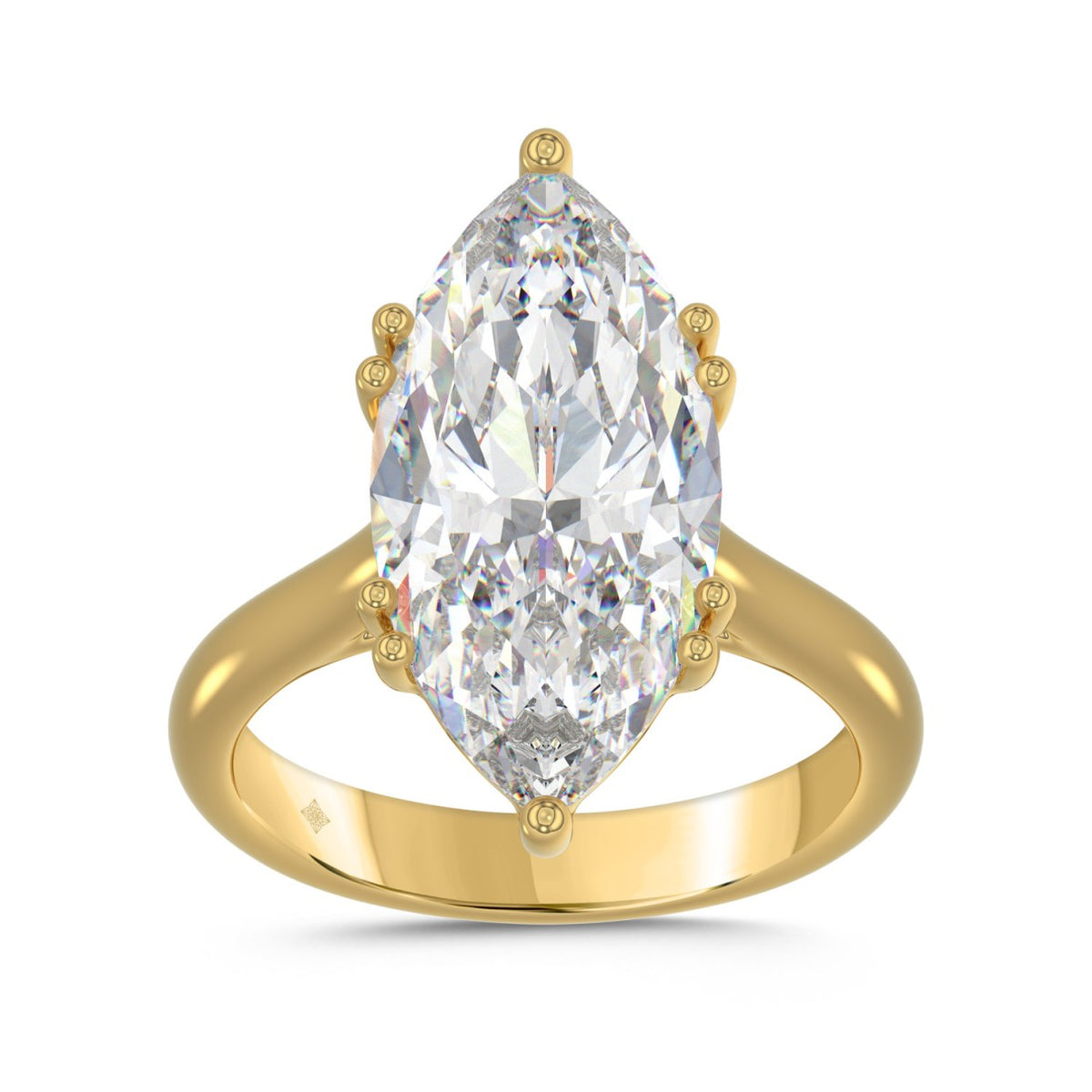 14K YELLOW GOLD 5.00CT ROUND/MARQUISE DIAMOND LADIES RING (CENTER STONE MARQUISE DIAMOND 5CT)