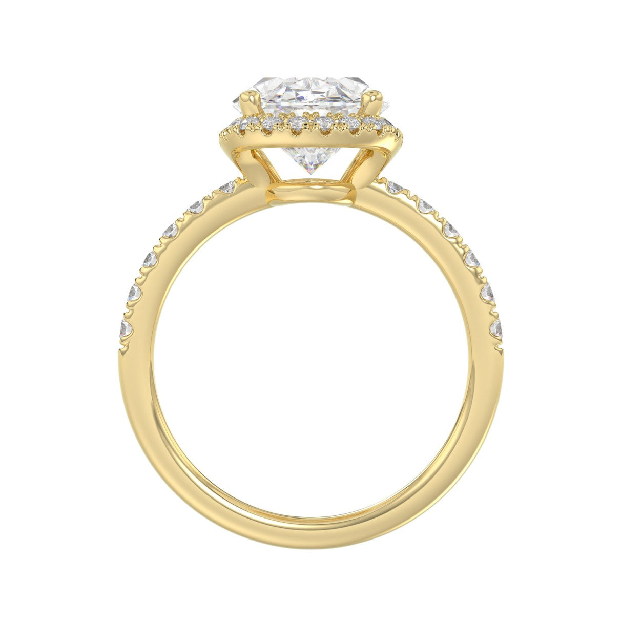 14K YELLOW GOLD 4 1/2CT ROUND/OVAL DIAMOND LADIES RING (CENTER STONE OVAL DIAMOND 4.00CT &amp; Color F-G Clarity VS1/VS2)