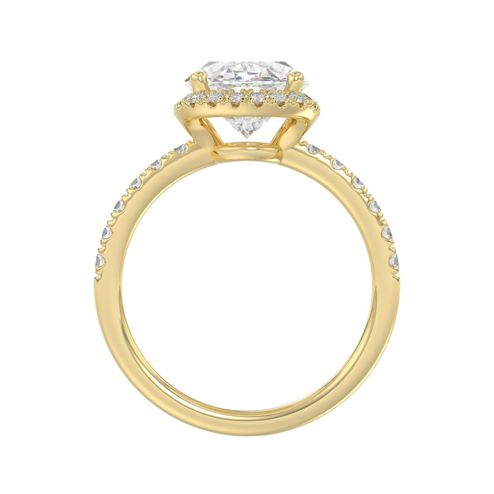 14K YELLOW GOLD 4 1/2CT ROUND/OVAL DIAMOND LADIES RING (CENTER STONE OVAL DIAMOND 4.00CT &amp; Color F-G Clarity VS1/VS2)
