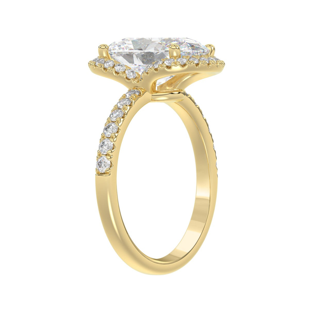14K YELLOW GOLD 4 1/2CT ROUND/OVAL DIAMOND LADIES RING (CENTER STONE OVAL DIAMOND 4.00CT &amp; Color F-G Clarity VS1/VS2)