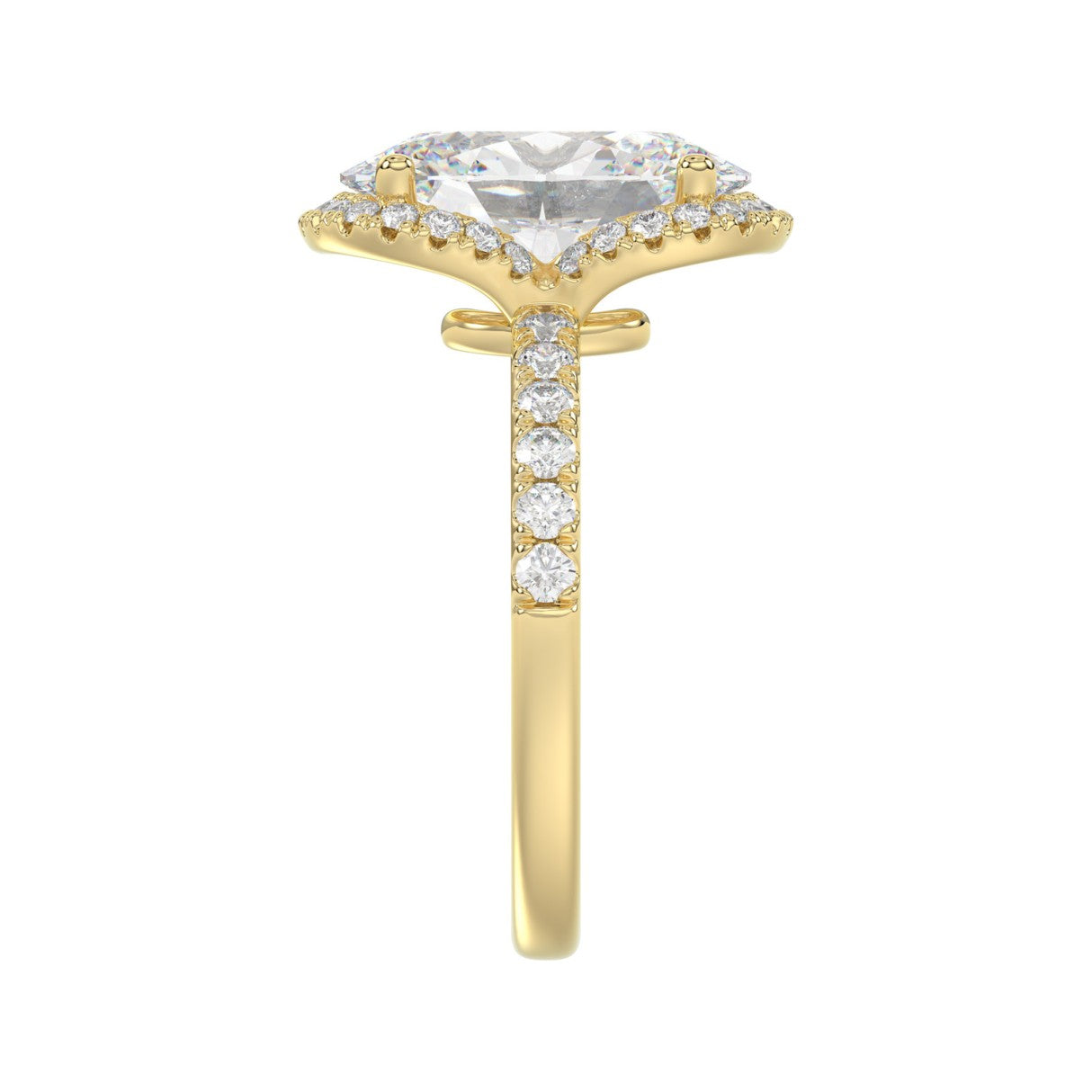 14K YELLOW GOLD 4 1/2CT ROUND/OVAL DIAMOND LADIES RING (CENTER STONE OVAL DIAMOND 4.00CT &amp; Color F-G Clarity VS1/VS2)