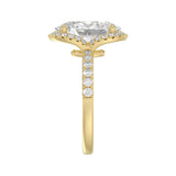 14K YELLOW GOLD 4 1/2CT ROUND/OVAL DIAMOND LADIES RING (CENTER STONE OVAL DIAMOND 4.00CT &amp; Color F-G Clarity VS1/VS2)