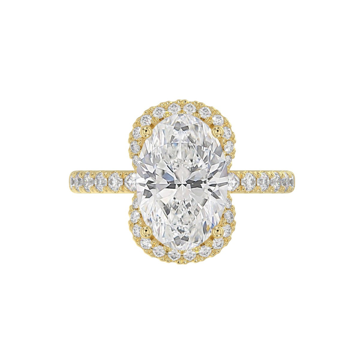 14K YELLOW GOLD 4 1/2CT ROUND/OVAL DIAMOND LADIES RING (CENTER STONE OVAL DIAMOND 4.00CT &amp; Color F-G Clarity VS1/VS2)