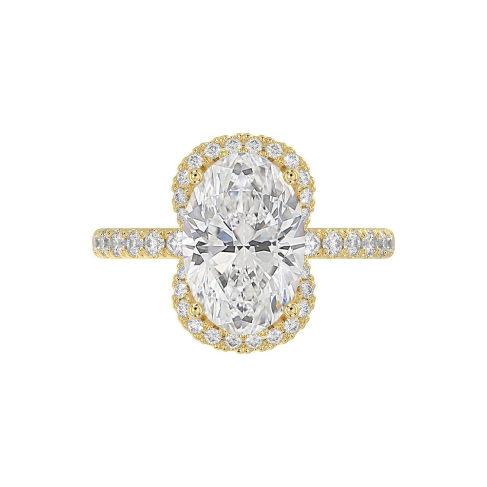 14K YELLOW GOLD 4 1/2CT ROUND/OVAL DIAMOND LADIES RING (CENTER STONE OVAL DIAMOND 4.00CT &amp; Color F-G Clarity VS1/VS2)