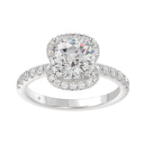 14K WHITE GOLD 4 1/2CT ROUND/CUSHION DIAMOND LADIES RING (CENTER STONE CUSHION DIAMOND 4CT &amp; Color F-G Clarity VS1/VS2)