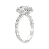 14K WHITE GOLD 4 1/2CT ROUND/CUSHION DIAMOND LADIES RING (CENTER STONE CUSHION DIAMOND 4CT &amp; Color F-G Clarity VS1/VS2)