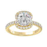 14K YELLOW GOLD 4 1/2CT ROUND/CUSHION DIAMOND LADIES RING (CENTER STONE CUSHION DIAMOND 4CT &amp; Color F-G Clarity VS1/VS2)