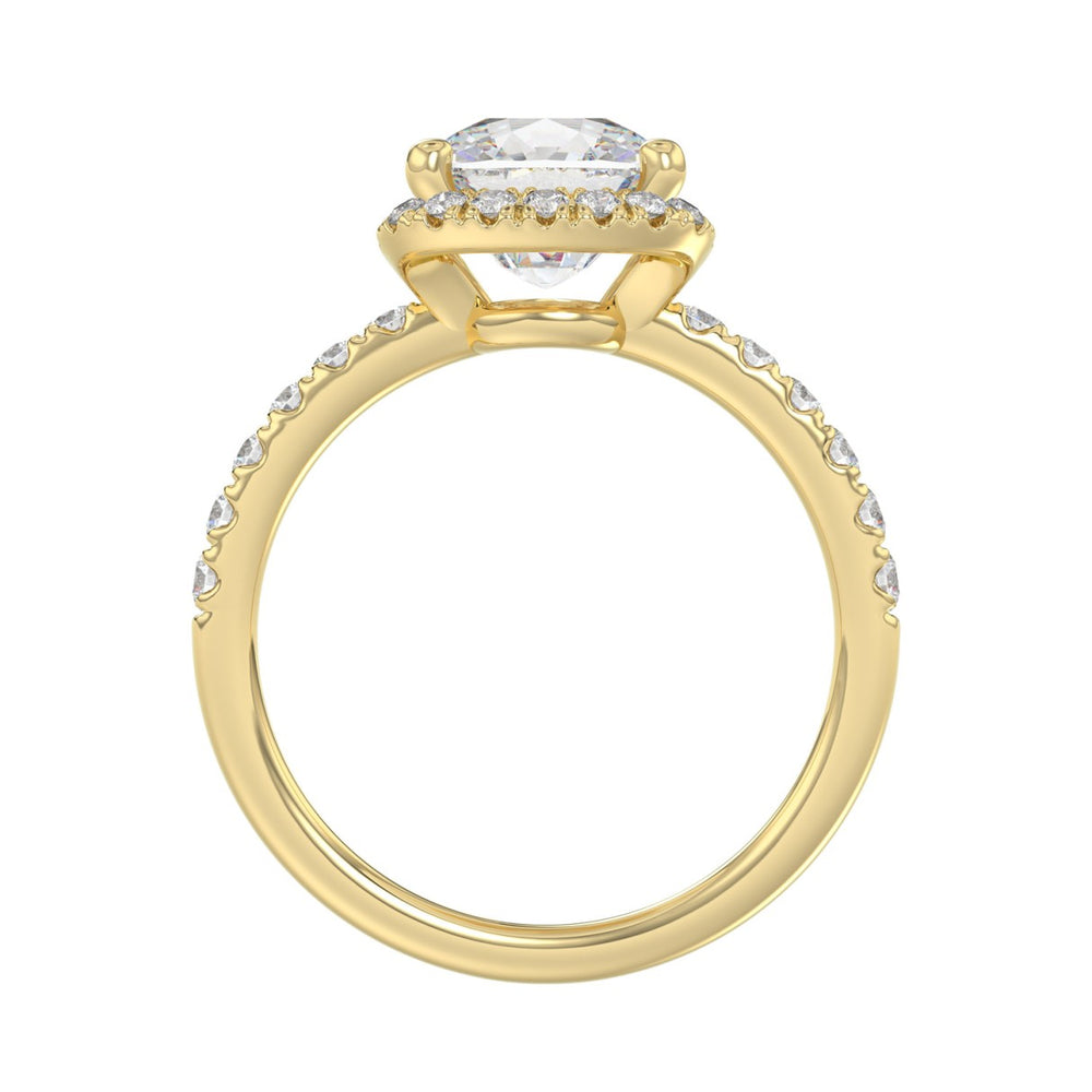 14K YELLOW GOLD 4 1/2CT ROUND/CUSHION DIAMOND LADIES RING (CENTER STONE CUSHION DIAMOND 4CT &amp; Color F-G Clarity VS1/VS2)