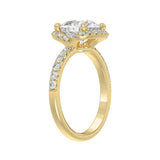 14K YELLOW GOLD 4 1/2CT ROUND/CUSHION DIAMOND LADIES RING (CENTER STONE CUSHION DIAMOND 4CT &amp; Color F-G Clarity VS1/VS2)