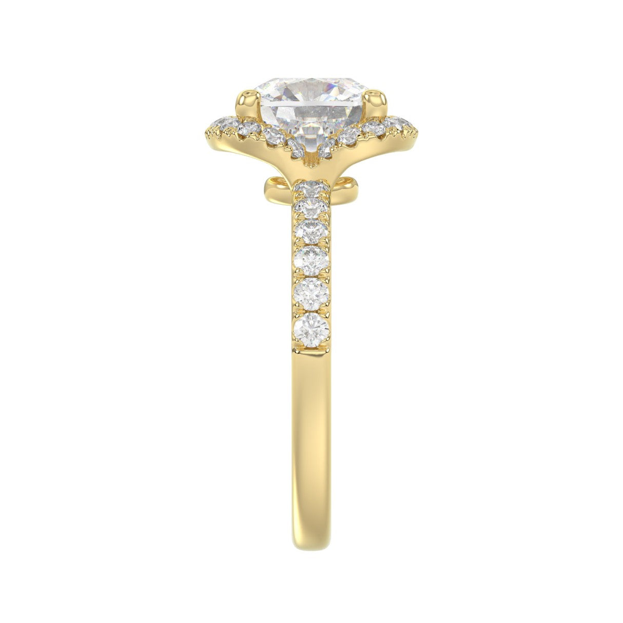 14K YELLOW GOLD 4 1/2CT ROUND/CUSHION DIAMOND LADIES RING (CENTER STONE CUSHION DIAMOND 4CT &amp; Color F-G Clarity VS1/VS2)