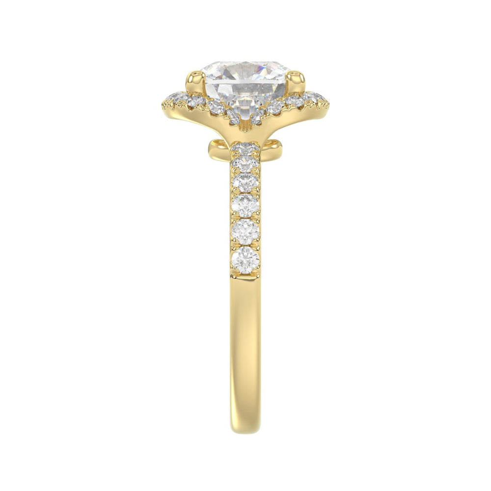 14K YELLOW GOLD 4 1/2CT ROUND/CUSHION DIAMOND LADIES RING (CENTER STONE CUSHION DIAMOND 4CT &amp; Color F-G Clarity VS1/VS2)