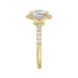 14K YELLOW GOLD 4 1/2CT ROUND/CUSHION DIAMOND LADIES RING (CENTER STONE CUSHION DIAMOND 4CT &amp; Color F-G Clarity VS1/VS2)
