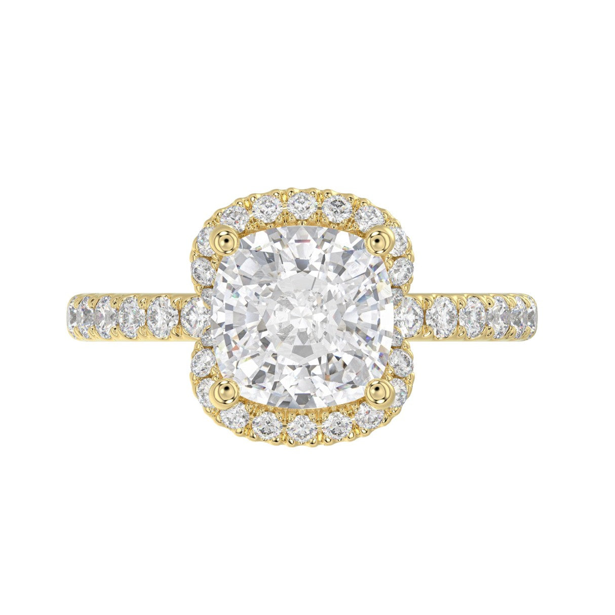 14K YELLOW GOLD 4 1/2CT ROUND/CUSHION DIAMOND LADIES RING (CENTER STONE CUSHION DIAMOND 4CT &amp; Color F-G Clarity VS1/VS2)