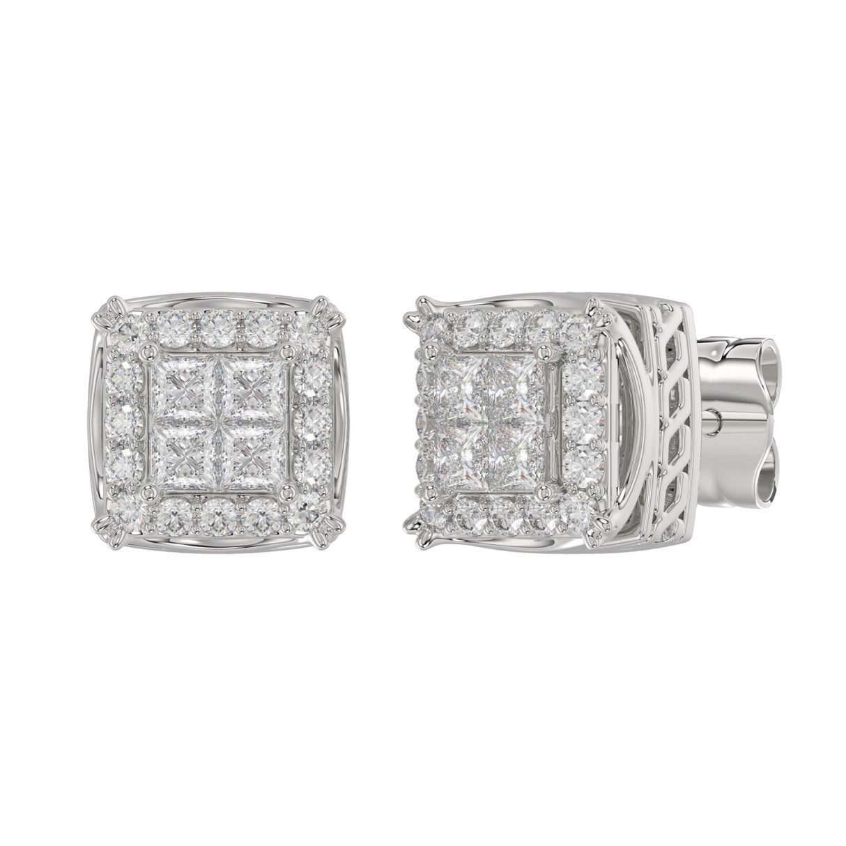 10K WHITE GOLD 1.00CT ROUND DIAMOND LADIES EARRINGS