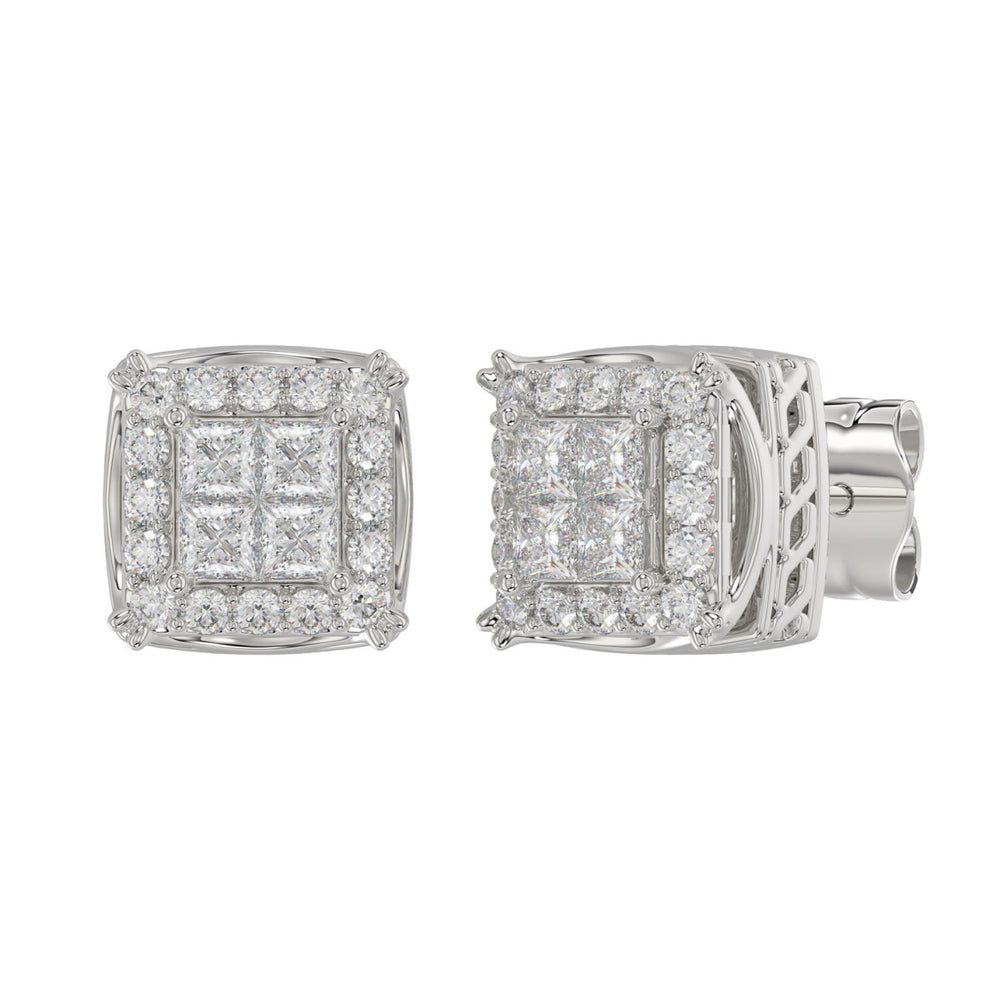 10K WHITE GOLD 1.00CT ROUND DIAMOND LADIES EARRINGS