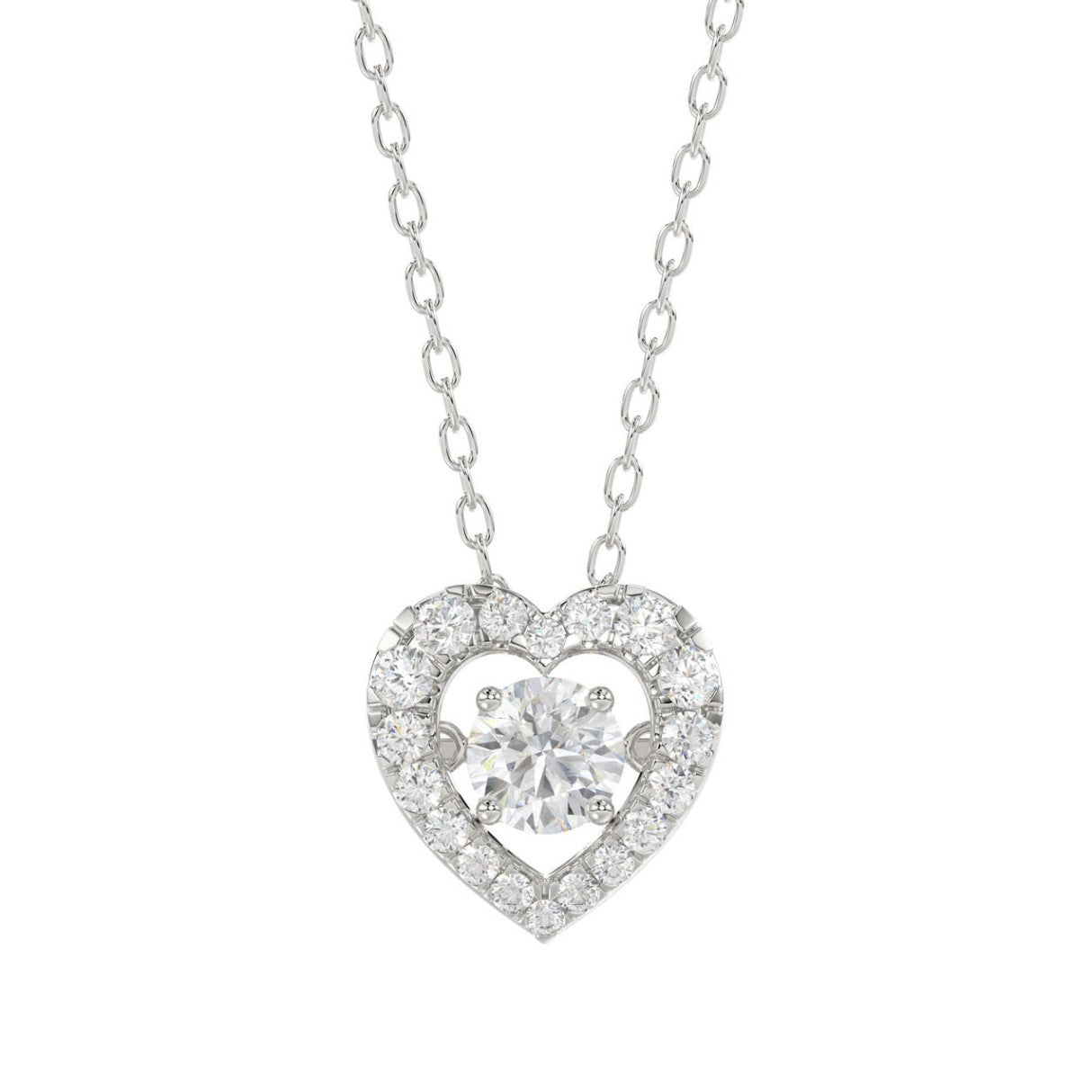 10K WHITE GOLD 3/4CT ROUND DIAMOND LADIES PENDANT WITH CHAIN (CENTER STONE ROUND DIAMOND 1/2CT)