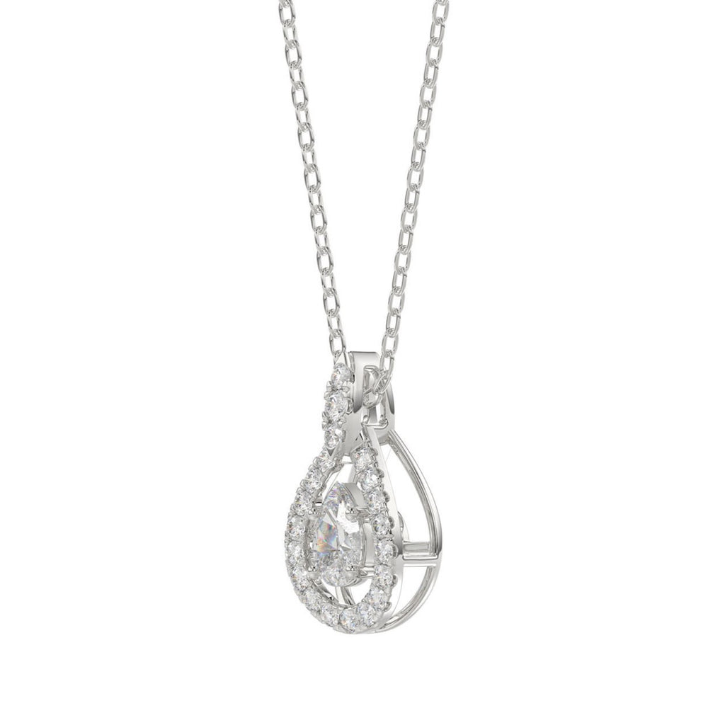 10K WHITE GOLD 3/4CT ROUND/PEAR DIAMOND LADIES PENDANT WITH CHAIN (CENTER STONE PEAR DIAMOND 1/2CT)