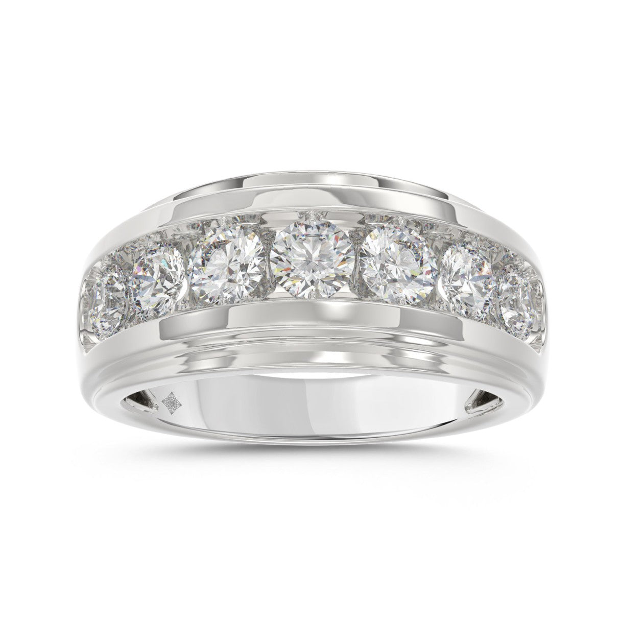 10K WHITE GOLD 2.00CT ROUND DIAMOND MEN'S BAND