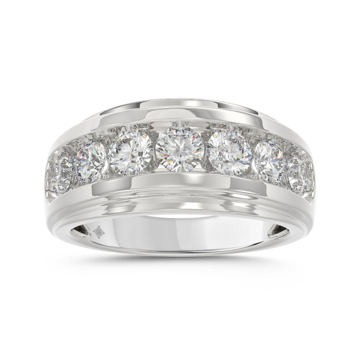 10K WHITE GOLD 2.00CT ROUND DIAMOND MEN'S BAND