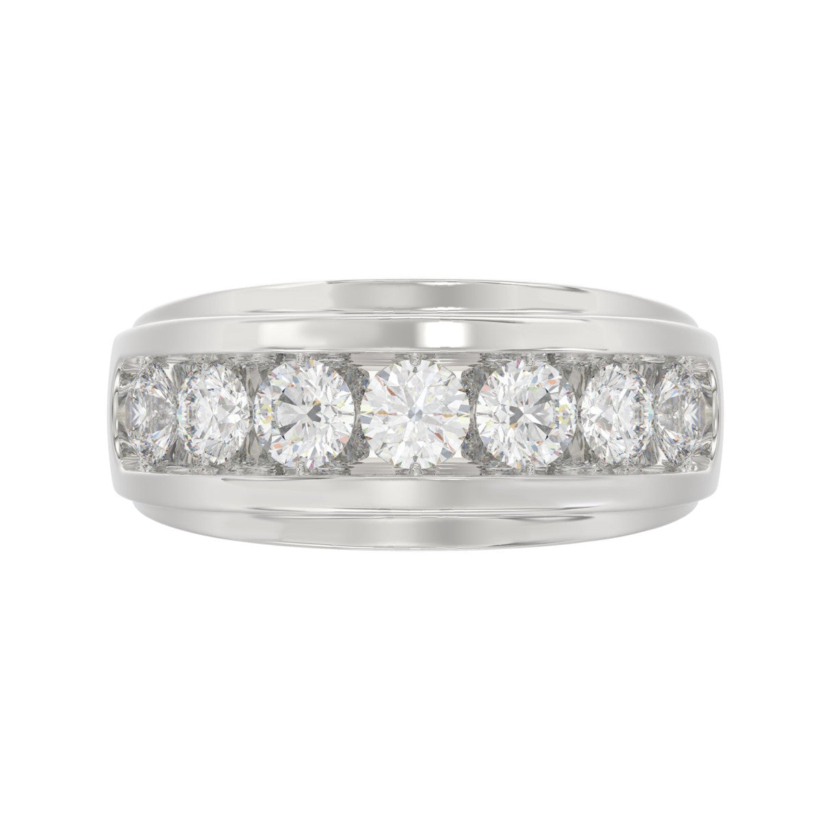 10K WHITE GOLD 2.00CT ROUND DIAMOND MEN'S BAND