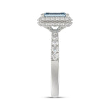 14K WHITE GOLD 4.00CT ROUND/RADIANT DIAMOND LADIES RING (CENTER STONE BLUE RADIANT DIAMOND 3CT)