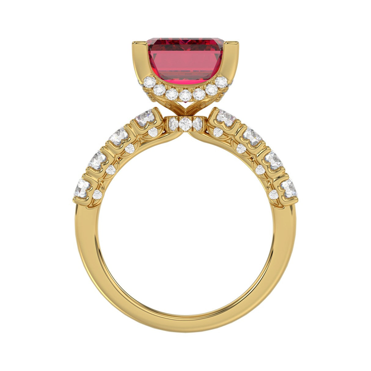 14K YELLOW GOLD 12 1/6CT ROUND/EMERALD RUBY DIAMOND LADIES RING (CENTER STONE EMERALD RUBY DIAMOND 11 1/6CT)