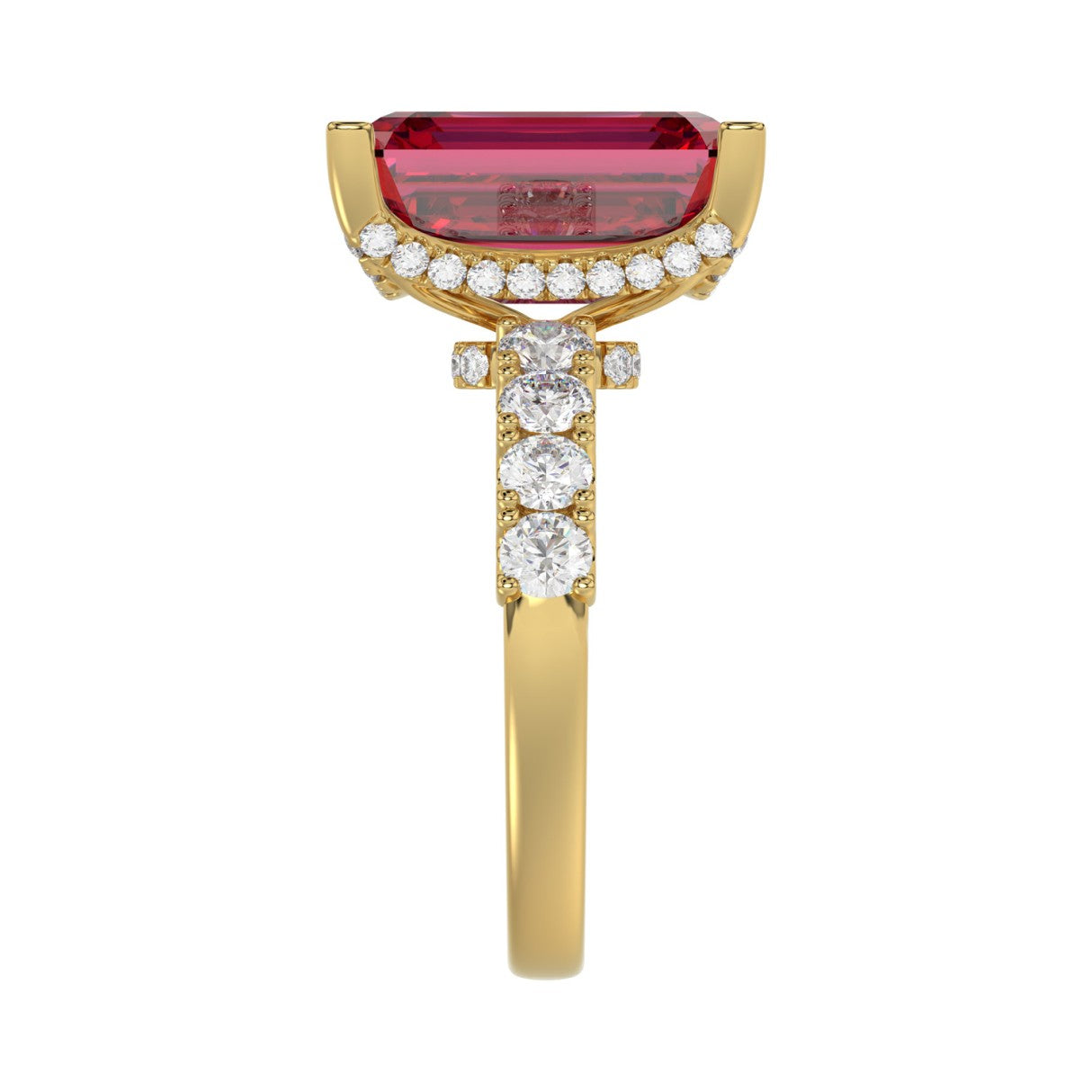 14K YELLOW GOLD 12 1/6CT ROUND/EMERALD RUBY DIAMOND LADIES RING (CENTER STONE EMERALD RUBY DIAMOND 11 1/6CT)